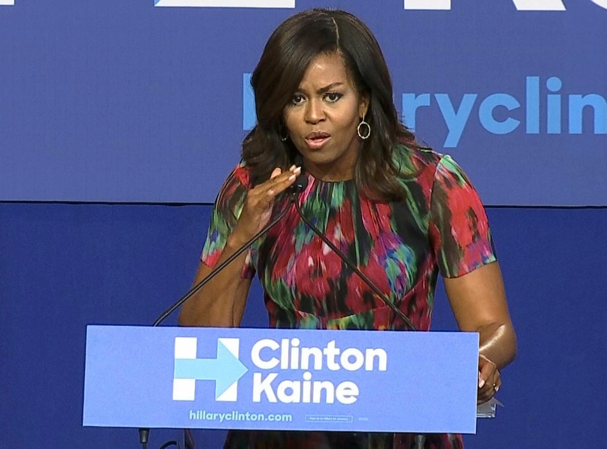Michelle Obama Makes Light of Trump’s Microphone Problem