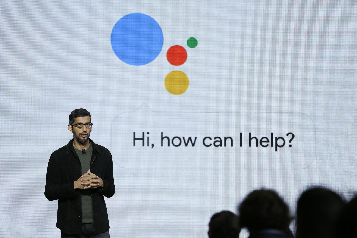 Google CEO Sundar Pichai talks about the new Google Assistant during a product event in San Francisco, in this file photo. (Eric Risberg/AP Photo)