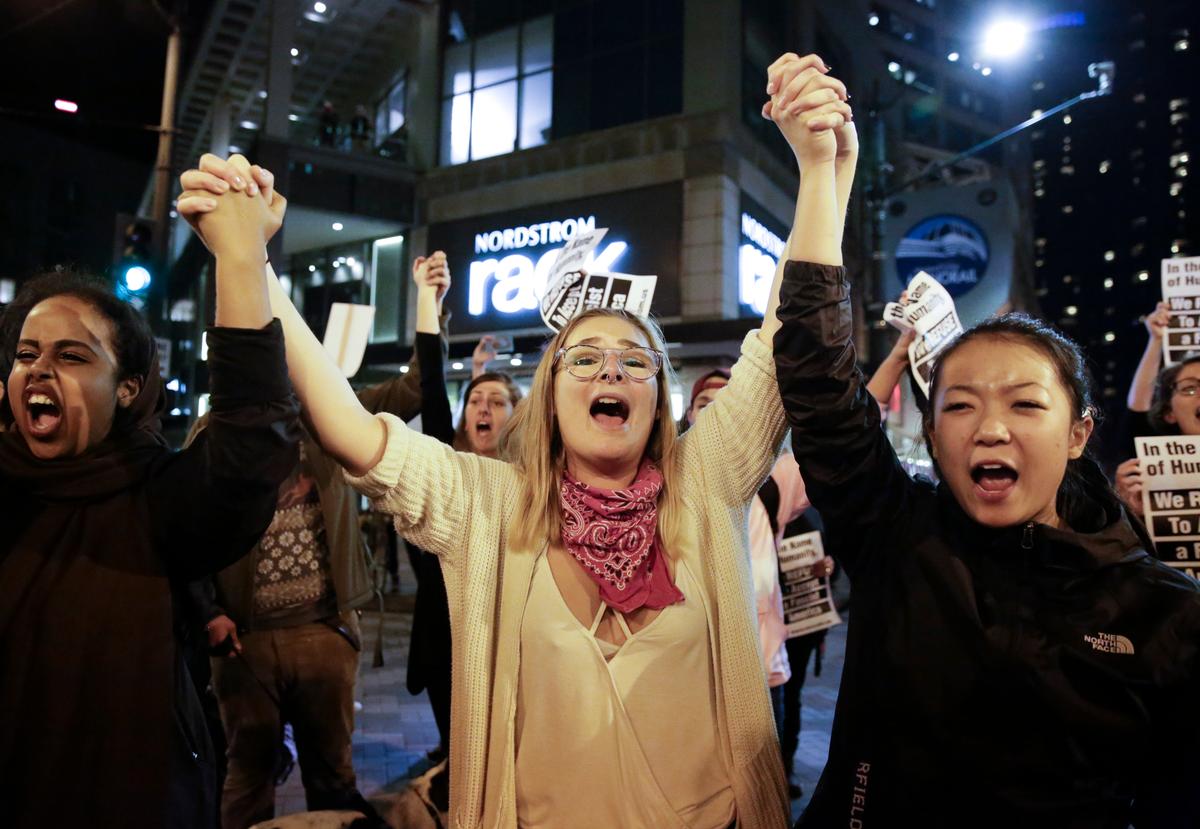 Grass-Roots and Professional, Anti-Trump Protests Seek Healing and Political Change