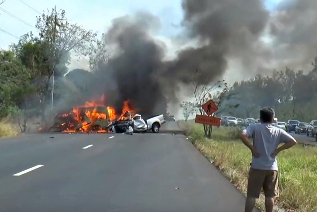 Van, Truck Collide, Catch Fire on Thai Highway, Killing 25