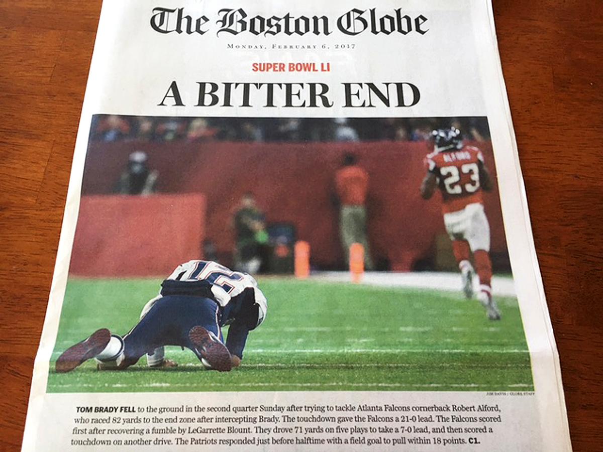Some Boston Globe Editions Suggest Patriots Lost Super Bowl