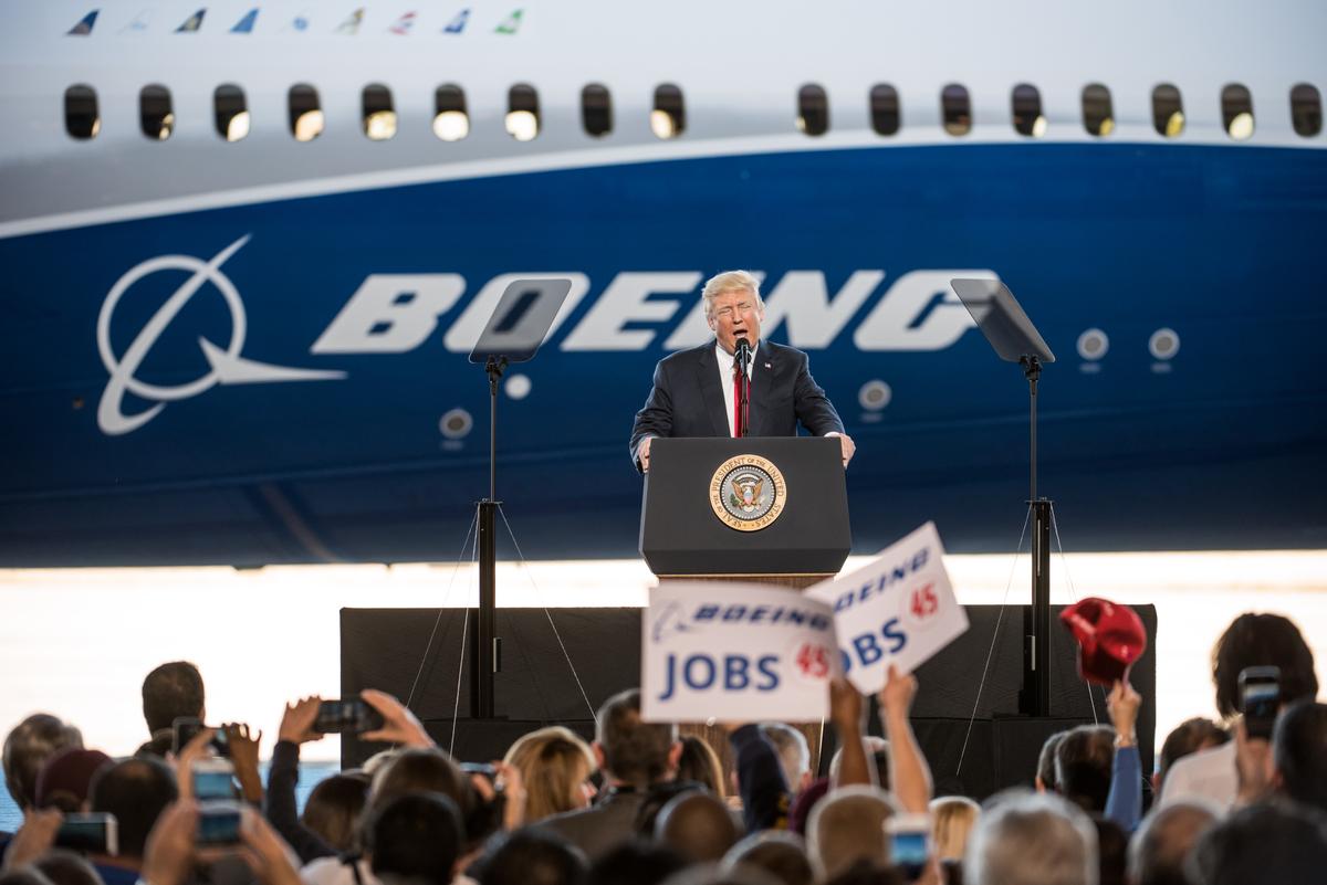 Trump Talks Jobs and Jets in Speech at Boeing Factory