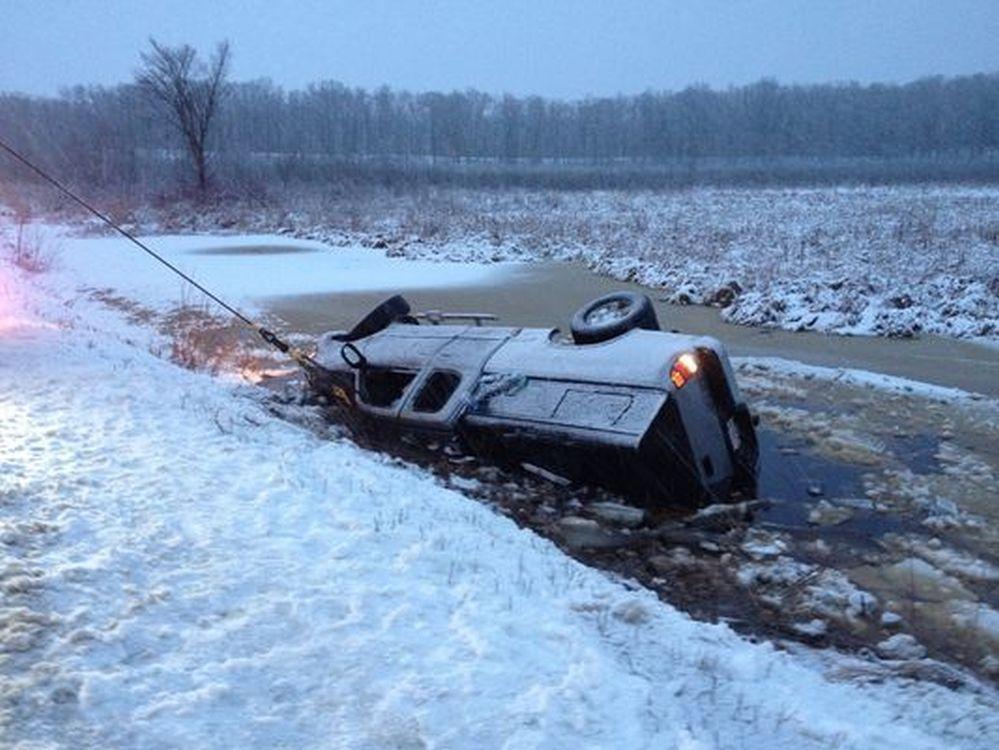 Mom, 5-Month-Old Baby Rescued From Car Overturned in a Frozen Pond