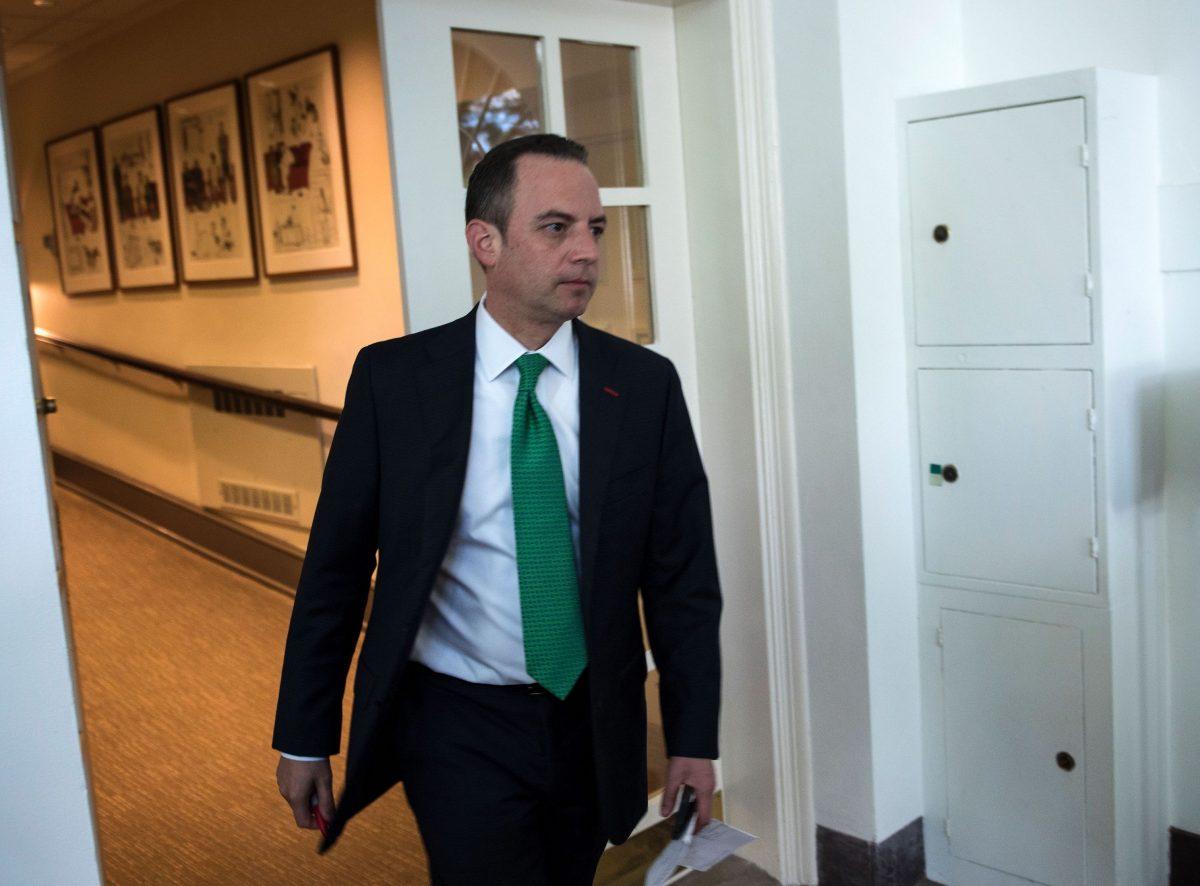 White House Chief of Staff Reince Priebus arrives before US President Donald Trump announces the US will withdraw from the Paris accord in the Rose Garden of the White House on June 1, 2017. (Brendan Smialowski/AFP/Getty Images)