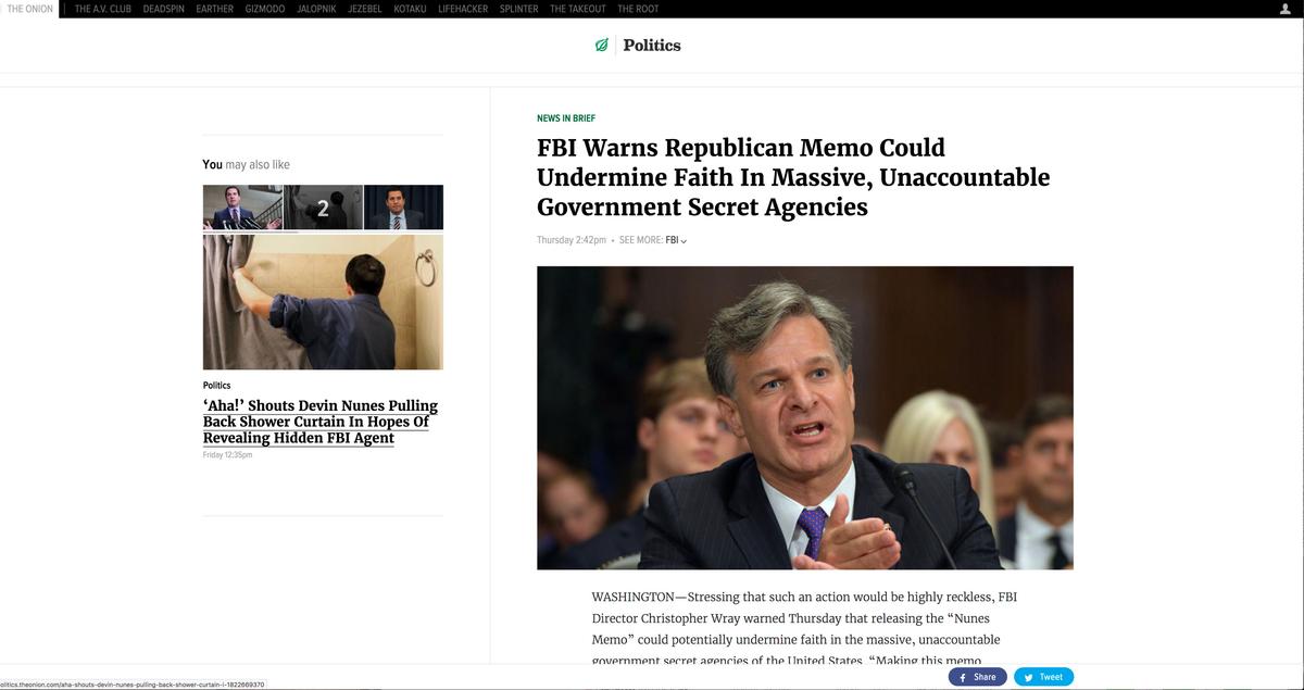 OPINION: For Accurate Reporting on the Nunes Memo, Look to The Onion