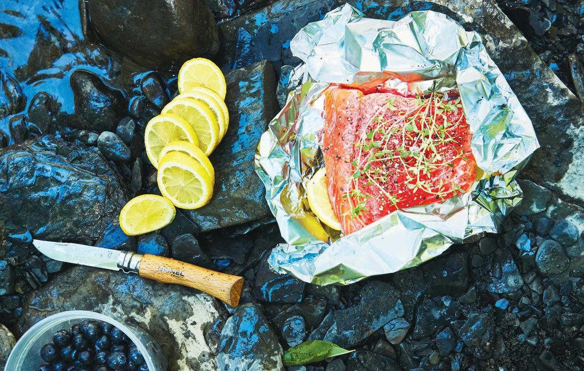 Foil-Packet Salmon With Lemon, Thyme, and Blueberry