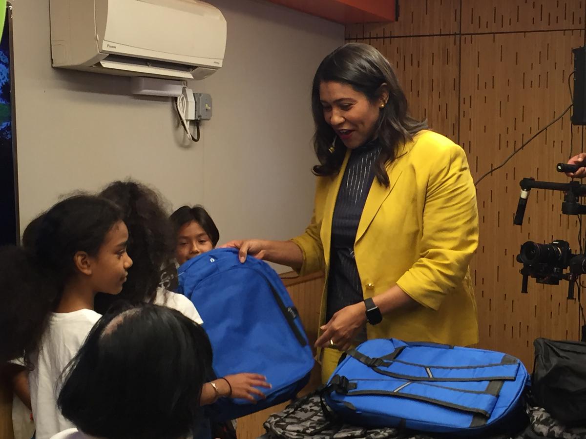 London Breed at Mayor’s Annual Backpack Giveaway