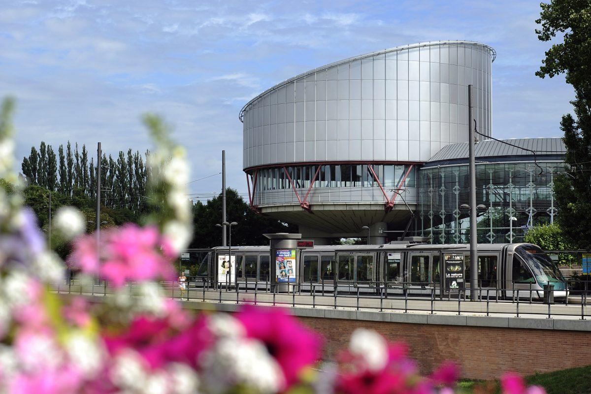 A tramway passes by the European Court of Human Rights on Aug. 1, 2010, in the French city of Strasbourg. (Johanna Leguerre/AFP/Getty Images)