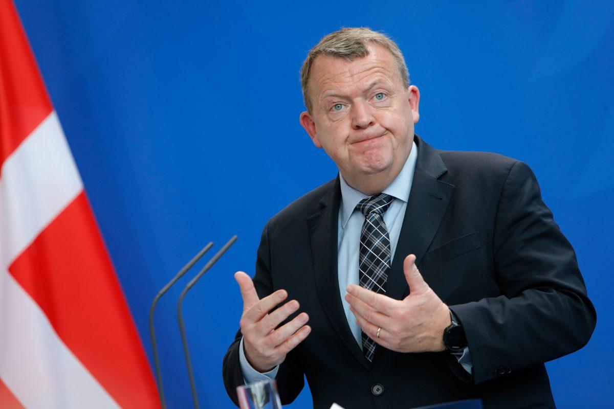 Then-Danish Prime Minister Lars Lokke Rasmussen gestures during a press conference at the Chancellery in Berlin on April 12, 2018. (Michele Tantussi/AFP/Getty Images)