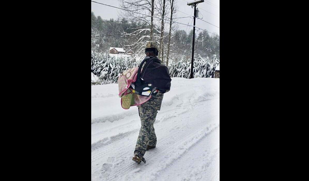National Guard Soldier Takes Stranded Baby Through Snow After North Carolina Snowstorm