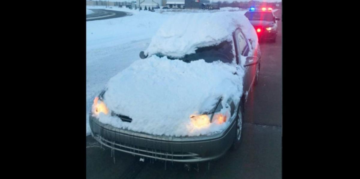 Minnesota Police Shares Photo of Car Covered in Snow as a Warning