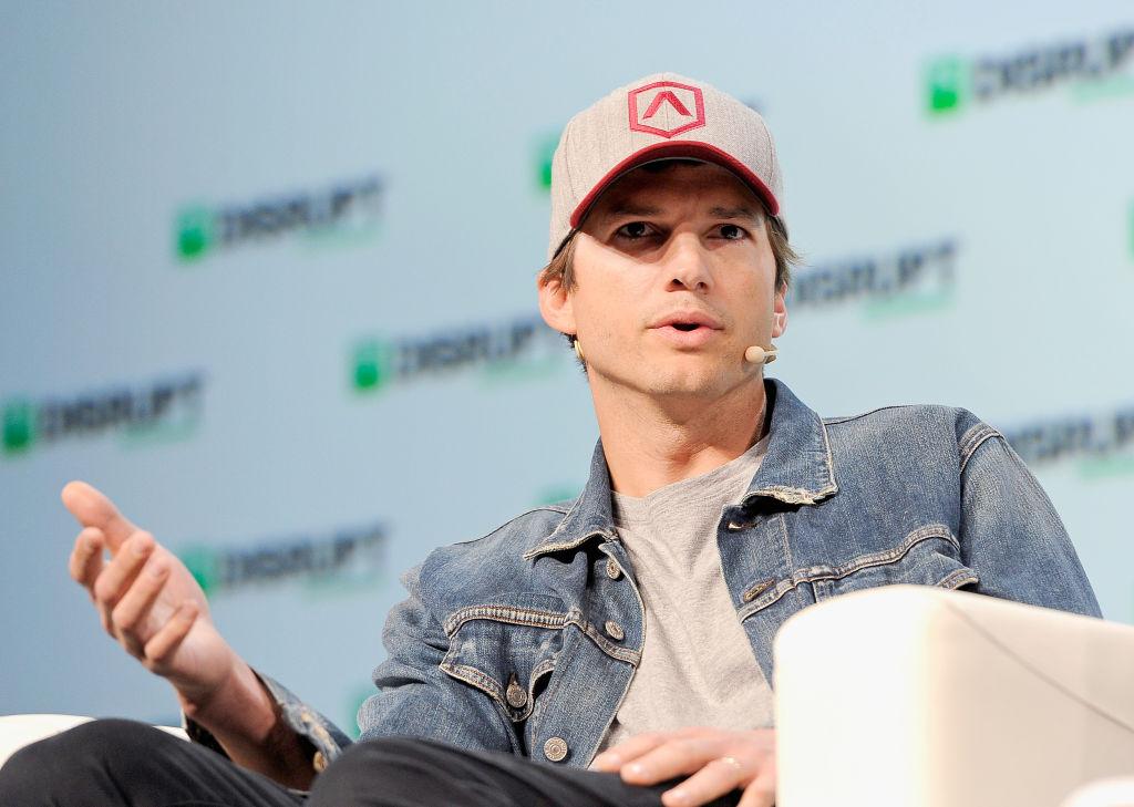 Ashton Kutcher speaks on stage during Day 1 of TechCrunch Disrupt in San Francisco on Sept. 5, 2018 (©Getty Images | <a href="https://www.gettyimages.com/detail/news-photo/sound-ventures-founder-ashton-kutcher-speaks-onstage-during-news-photo/1027286508">Steve Jennings</a>)