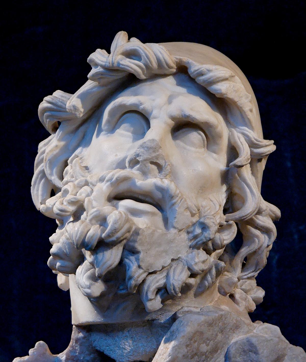 Head of Odysseus. Marble, Greek, first century A.D. From the villa of Tiberius at Sperlonga, Italy. Museo Archeologico Nazionale in Sperlonga, Italy. (Public Domain)