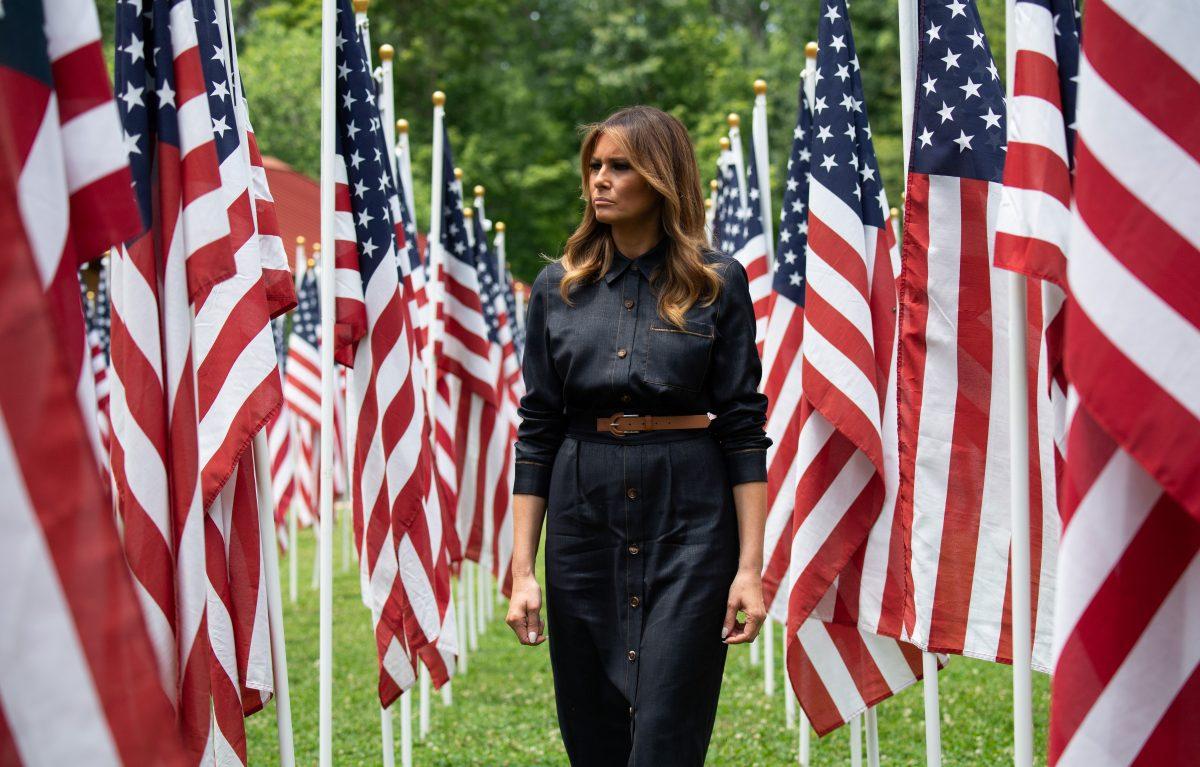 Melania Trump Wears Gorgeous Denim Shirt Dress to Join Discussions on Opioid Epidemic