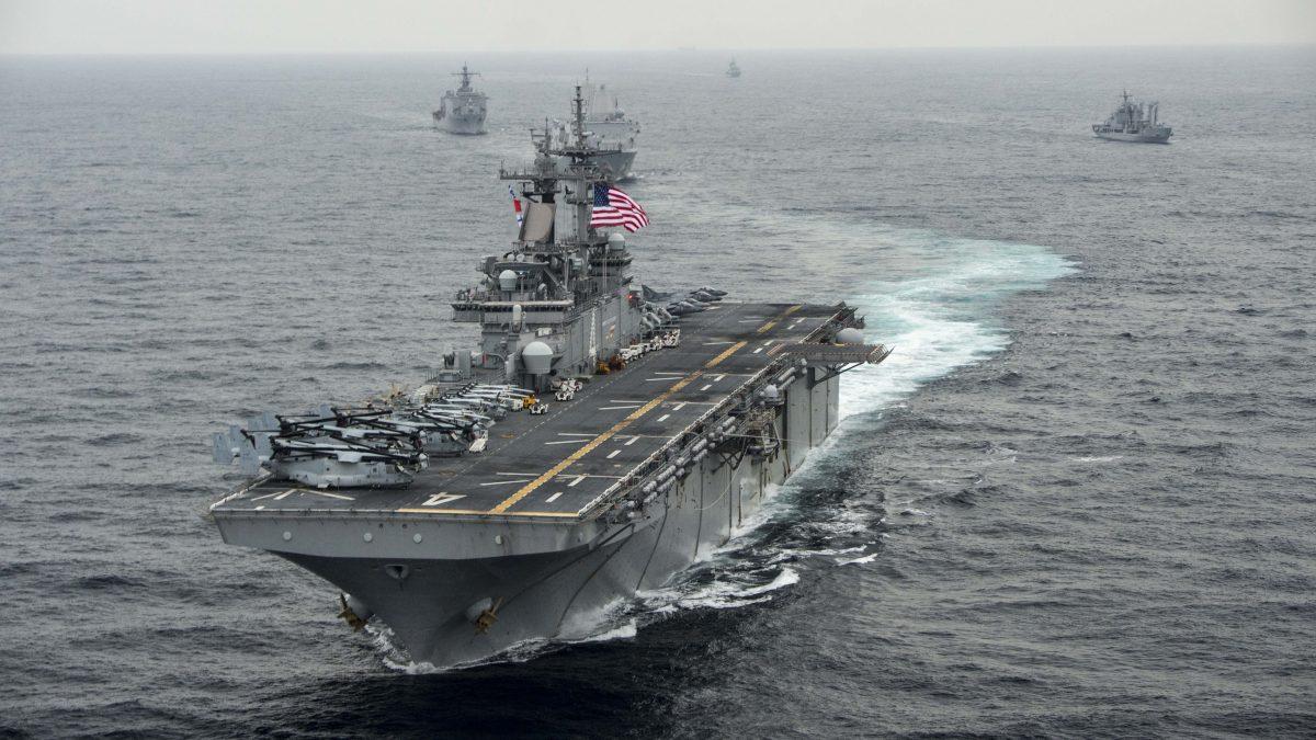 The amphibious assault ship USS Boxer (LHD 4) transits the East Sea during Exercise Ssang Yong 2, on March 8, 2016. (MCSN Craig Z. Rodarte/U.S. Navy via Getty Images)