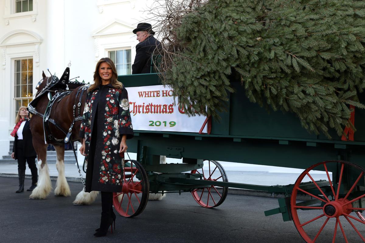 First Lady Melania Trump Welcomes 2019 White House Christmas Tree