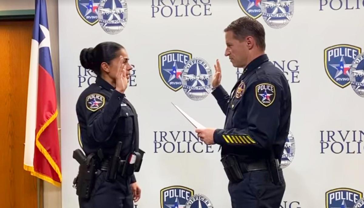 Female Cop Recruit Cries With Joy When Soldier Son Surprises Her at Police Swearing-in Ceremony