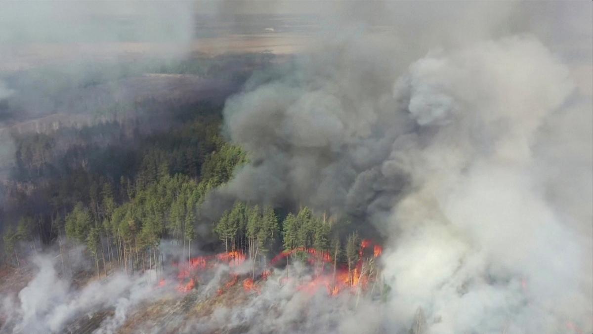 New Fires Fanned by Strong Winds Flare Near Chernobyl in Ukraine