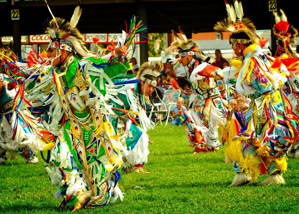 The sound of drums and the sight of performers in their traditional American Indian outfits make a powwow a moving and very colorful celebration to witness. (Copyright Fred J. Eckert)