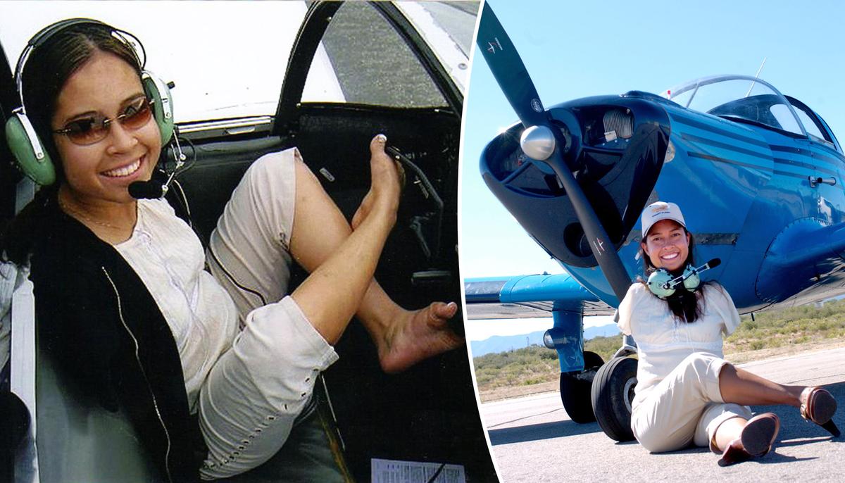 Pilot Born Without Arms Flies Plane With Her Feet, Lives the Motto: ‘Never Give Up’