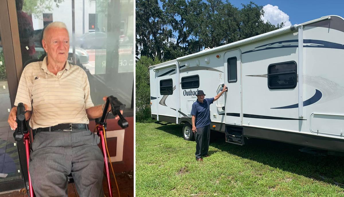 Kind Deputy Helps Homeless Veteran With Only a Walker, Bible, and Suitcase Find New Home