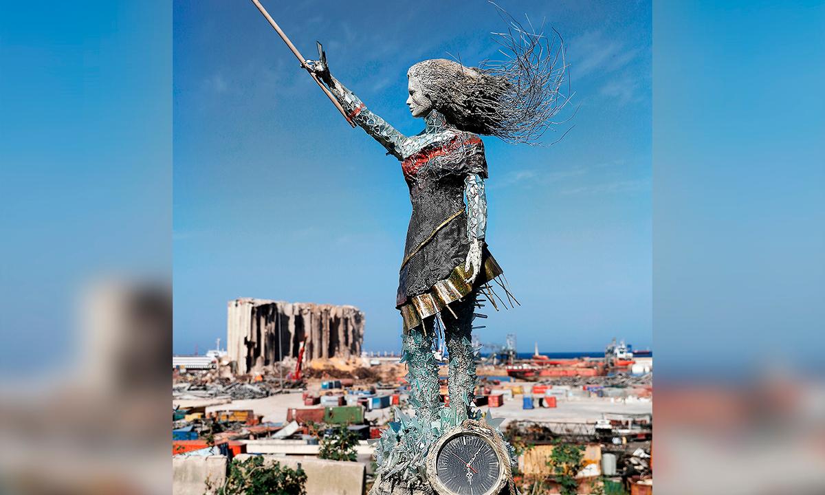 Lebanese Sculptor Creates Memorial to Beirut Blast Out of Twisted Metal and Glass