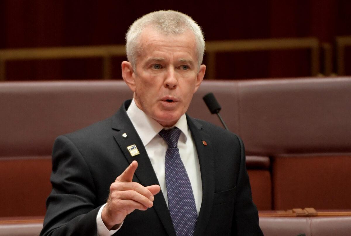 Senator Malcolm Roberts debates in the Senate at Parliament House in Canberra, Australia, on July 4, 2019. (Tracey Nearmy/Getty Images)