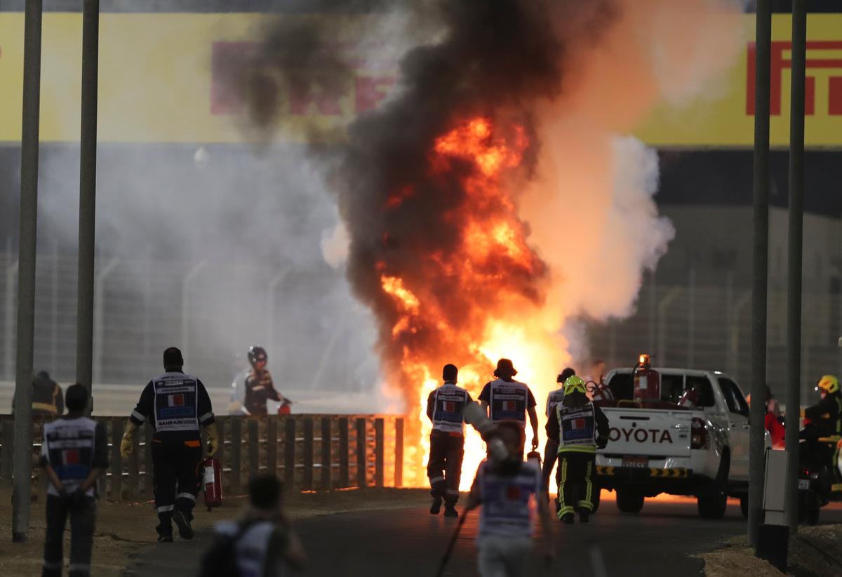 Grosjean Escapes F1 Fireball at Bahrain GP After Huge Crash
