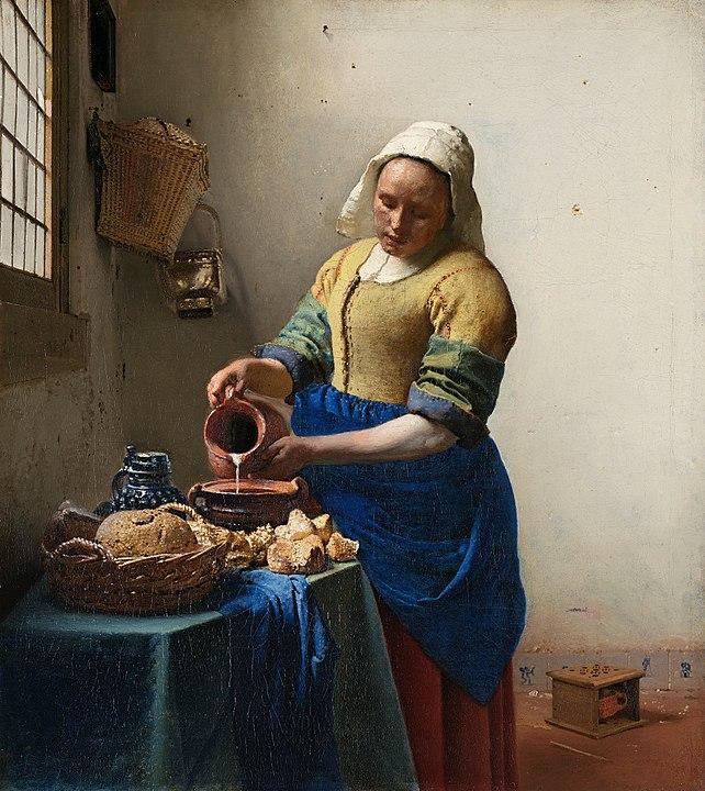 "The Milkmaid," circa 1658, by Johannes Vermeer. Oil on canvas; 17 6/8 inches by 16 inches. Mauritshuis, The Hague. (Public domain)