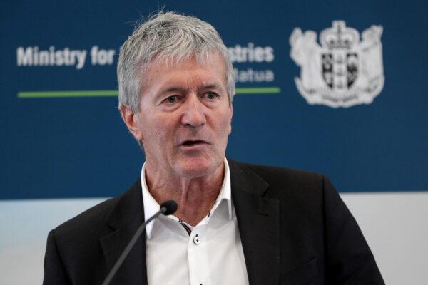 Trade Minister Damien O’Connor speaking at the government's 'Fit for a Better World' launch in Auckland, New Zealand on July 7, 2020. (Dave Rowland/Getty Images)