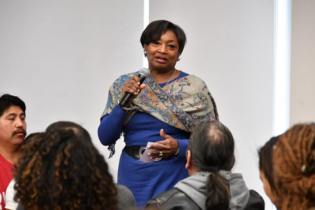 New York Sen. Andrea Stewart-Cousins speaks during an event at the Rockefeller Foundation on in New York City on Feb. 20, 2018. (Dia Dipasupil/Getty Images)