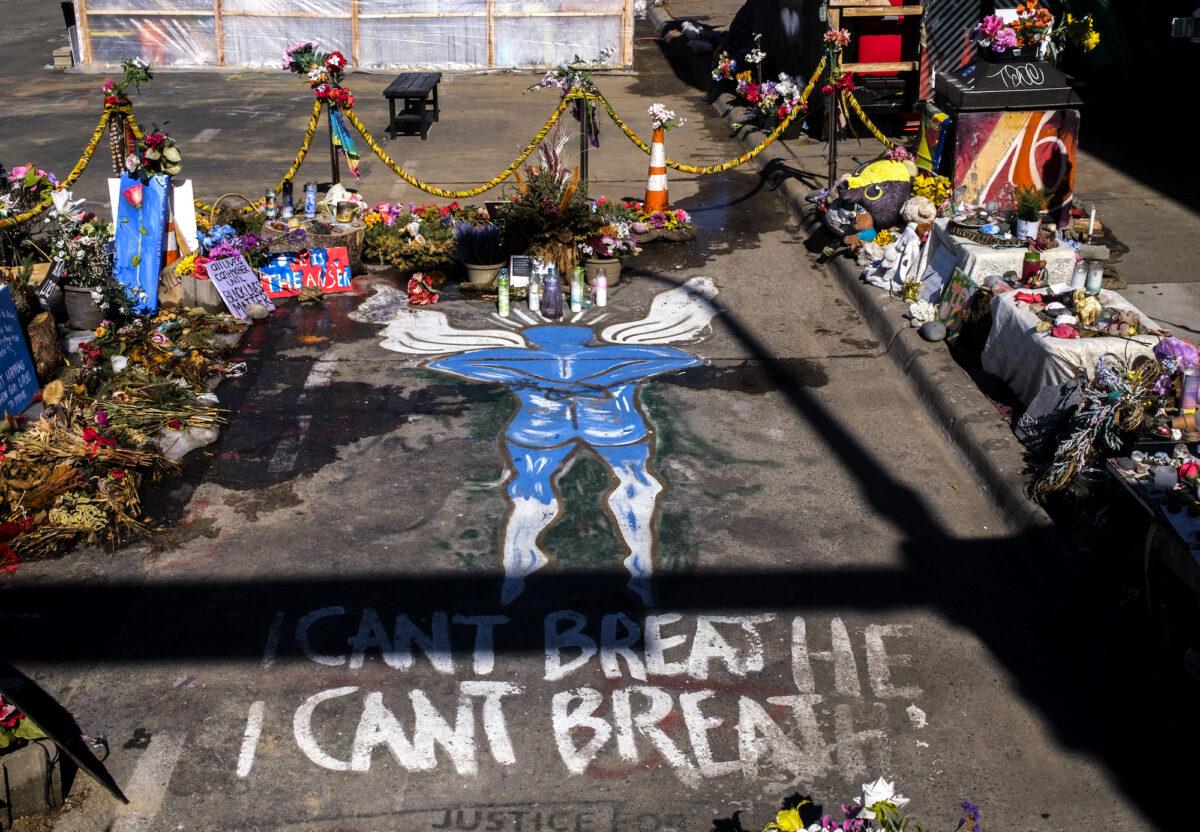 A view of the site where George Floyd died last May, known now as George Floyd Square, in Minneapolis, Minn., on March 6, 2021. (Stephen Maturen/Getty Images)