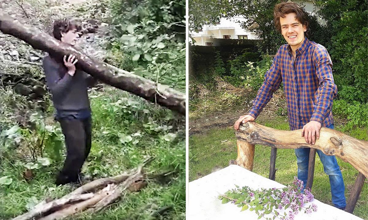 Talented Woodworker Makes Rustic Bed From Driftwood Fallen in Stream–and the Result Is Amazing