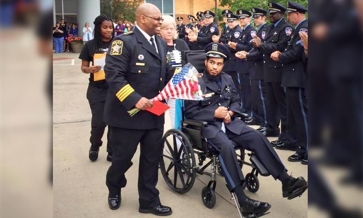 Police Officer Shot in Head in Line of Duty Promoted Honorary Detective 5 Years Later