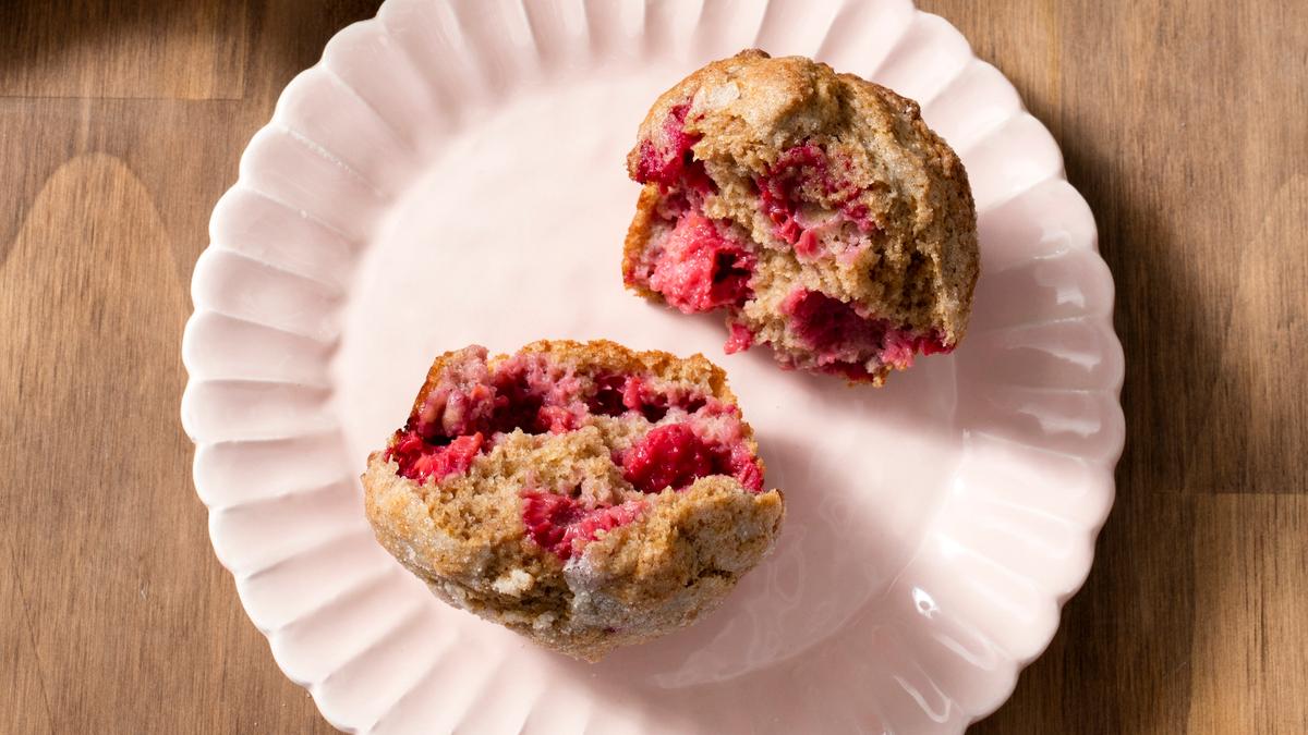 Bright, Sweet, and Tart Raspberries Add Pops of Flavor and Color to These Muffins