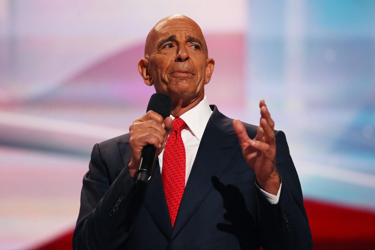 Thomas Barrack speaks during the Republican National Convention at the Quicken Loans Arena in Cleveland on July 21, 2016. (John Moore/Getty Images)