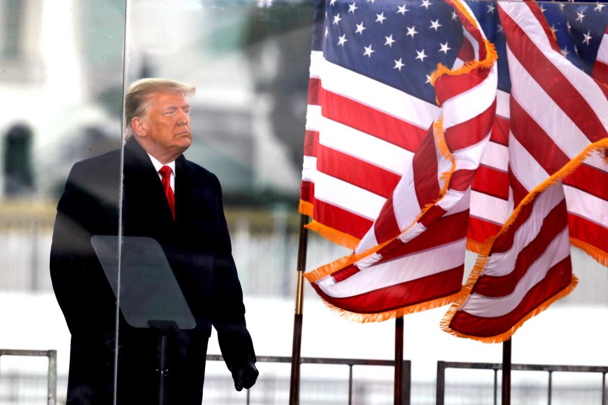 President Donald Trump looks on during a rally in Washington on Jan. 6, 2021. (Jim Bourg/File Photo/Reuters)