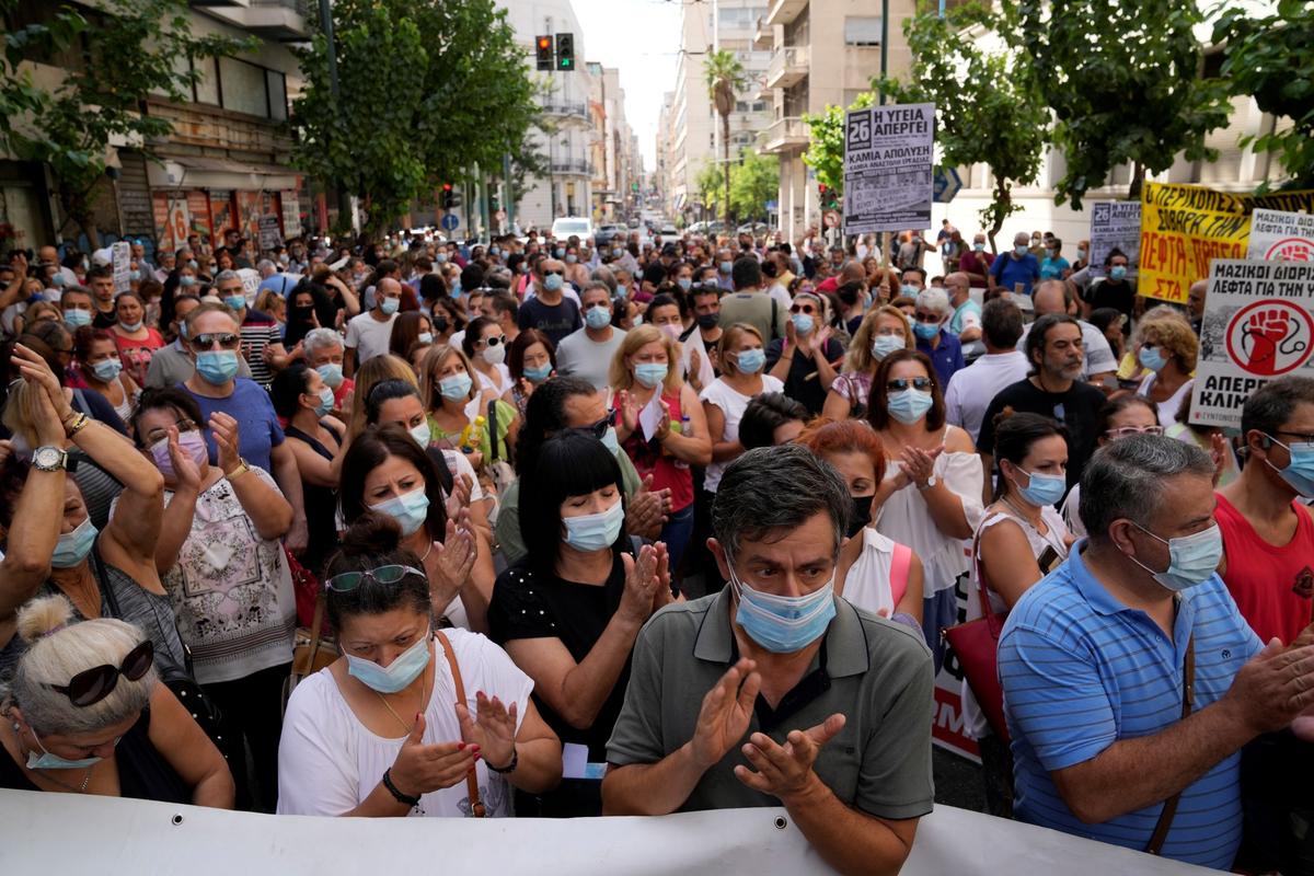 Greek Health Care Workers Protest Against Mandatory Vaccines