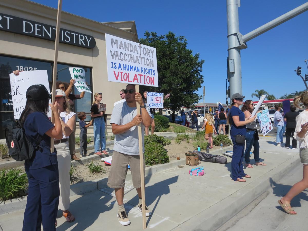 Orange County Health Care Workers Protest Vaccine Mandate