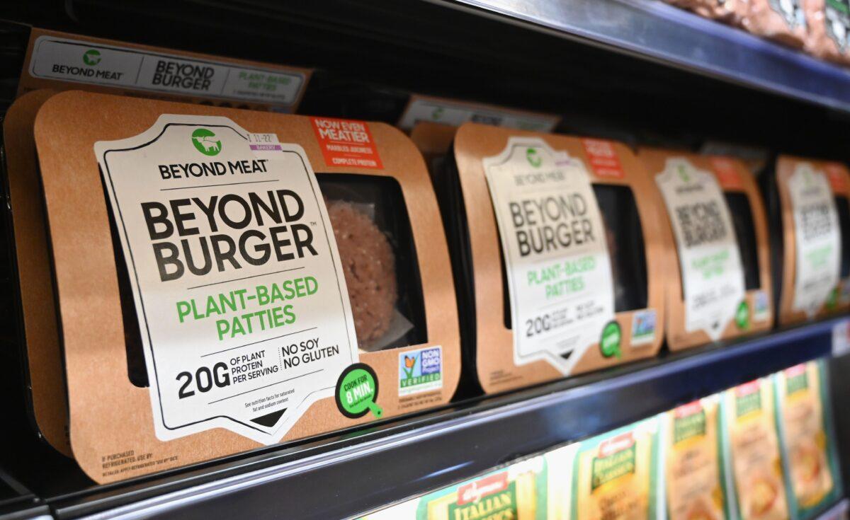 Beyond Meat "Beyond Burger" patties sit on a shelf for sale in New York on Nov. 15, 2019. (Angela Weiss/AFP via Getty Images)