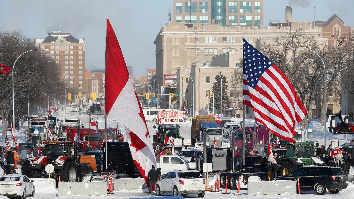 Man Arrested After Jeep Hits Protesters at Winnipeg Trucker Convoy Rally