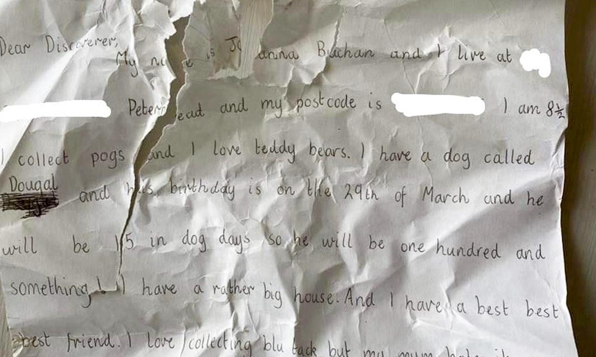 Letter in a Bottle Sent by a Primary School Girl 25 Years Ago Found Washed Up in Norway