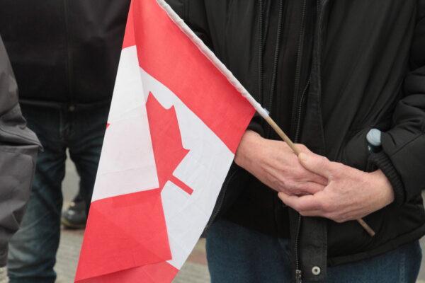 At a rally in Ottawa's central core on Feb. 11, 2022. (Richard Moore/The Epoch Times)