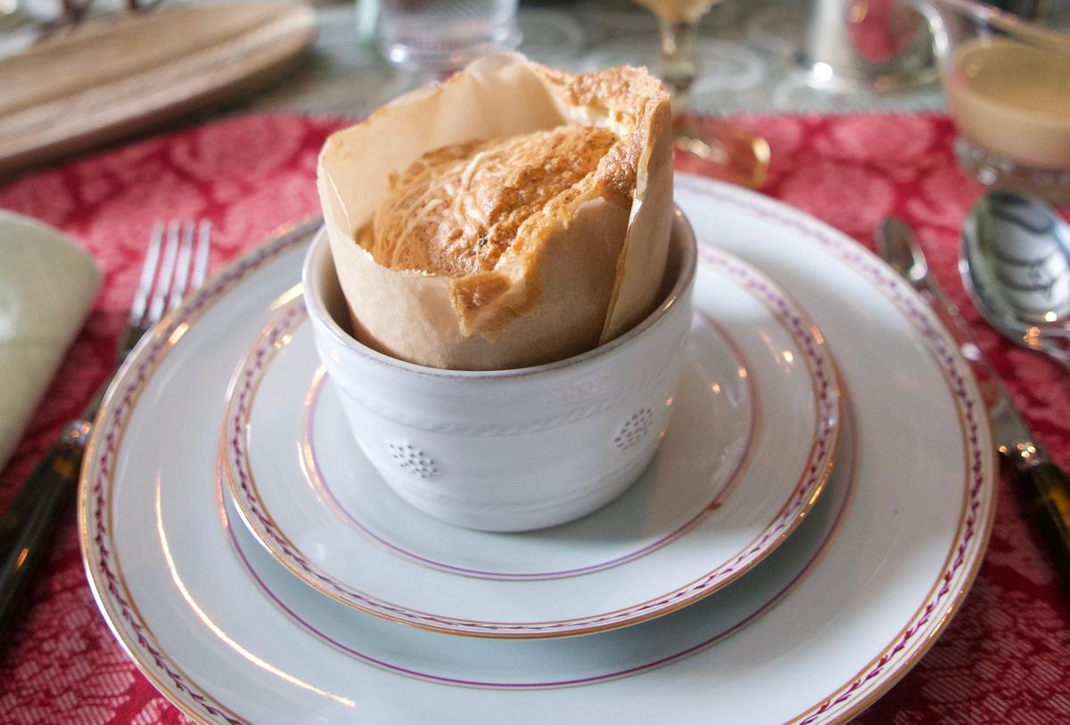 Goat Cheese Soufflés With Mustard Sauce