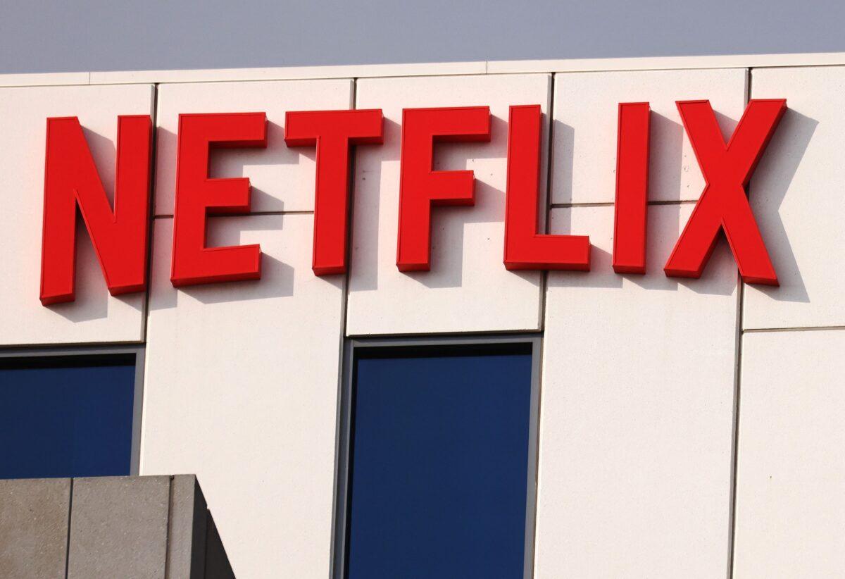 The Netflix logo at Netflix's Los Angeles headquarters on Oct. 7, 2021. (Mario Tama/Getty Images)