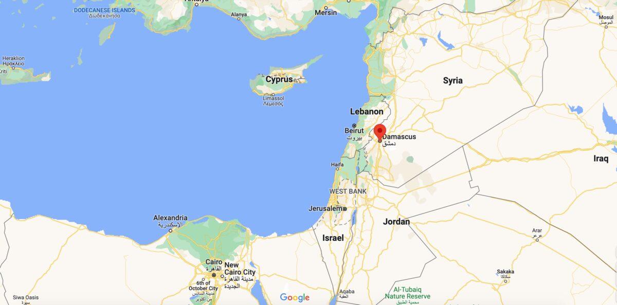 Cyprus is in a strategically important location 200 miles off the coast of Israel and Lebanon. (Google Maps/Screenshot via The Epoch Times)