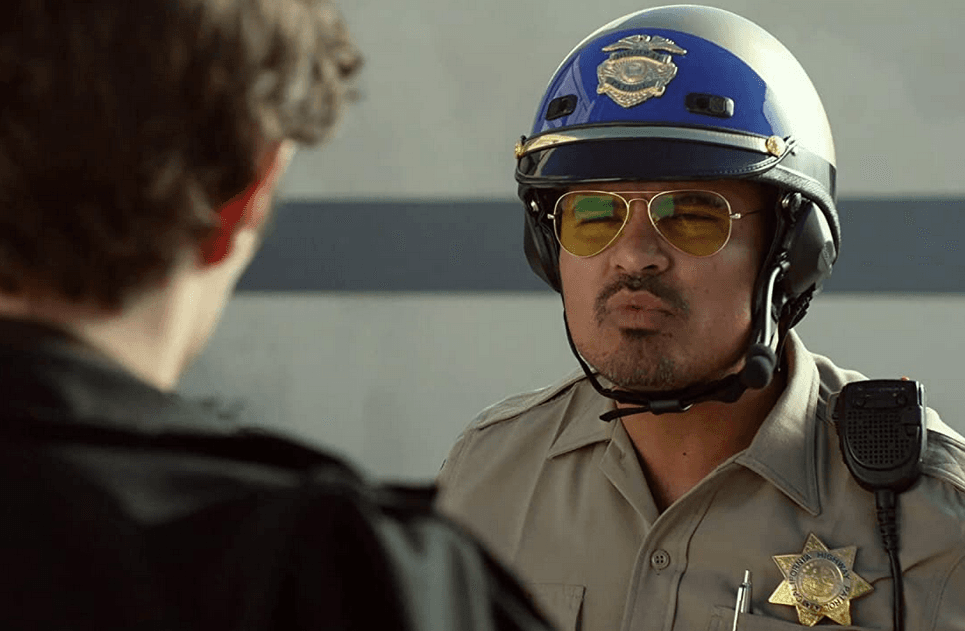 Francis Llewellyn Poncherello (Michael Peña) in Warner Bros. Pictures' action comedy "CHIPS." (Peter Iovino/Warner Bros. Entertainment Inc./Ratpac-Dune Entertainment LLC)