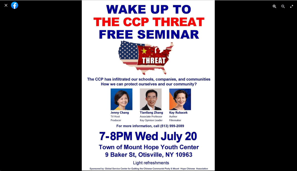 Organizers of Event in NY State Receive Death Threat From ‘CCP Representative’