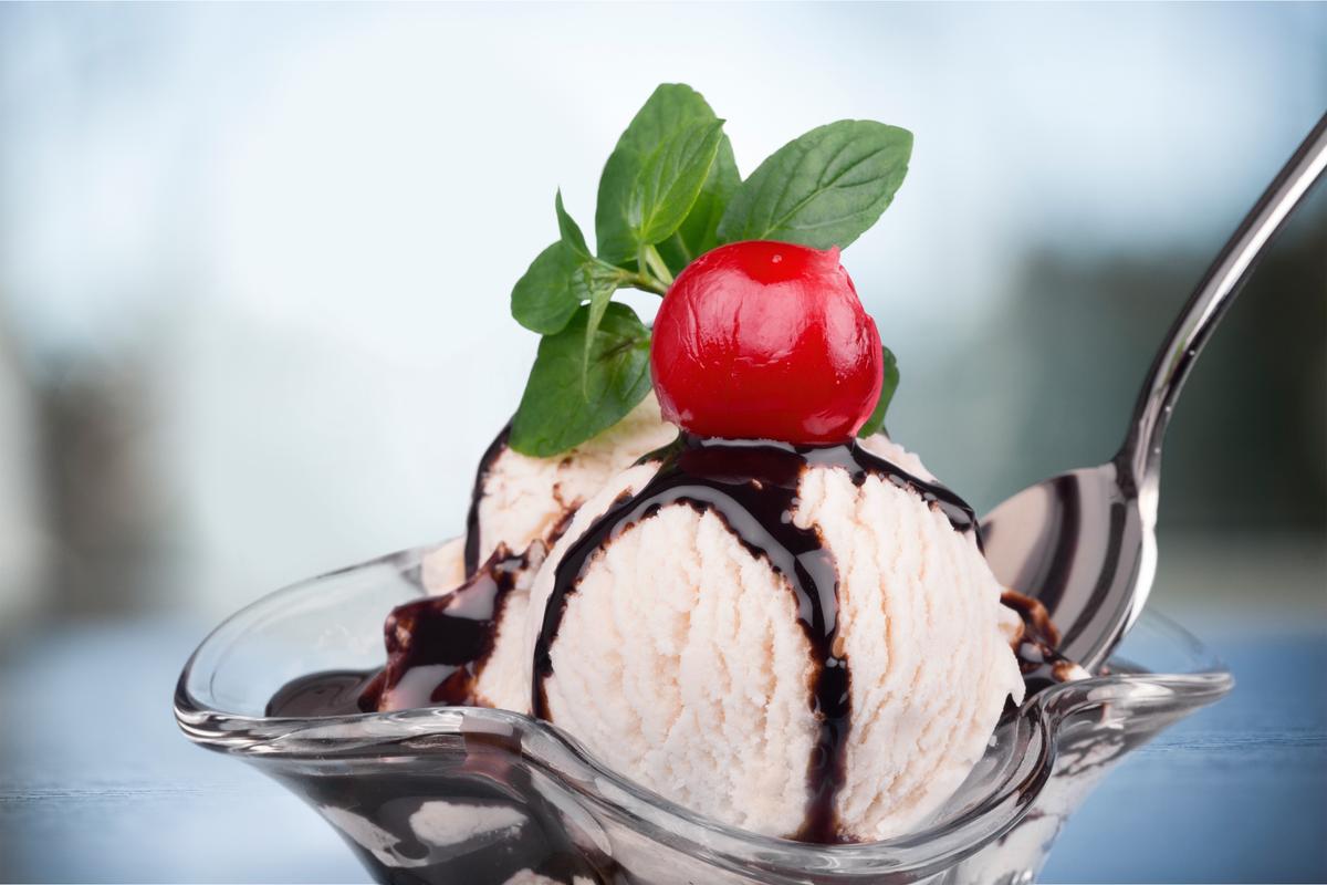 Homemade Coffee Ice Cream and Hot Fudge Sundaes