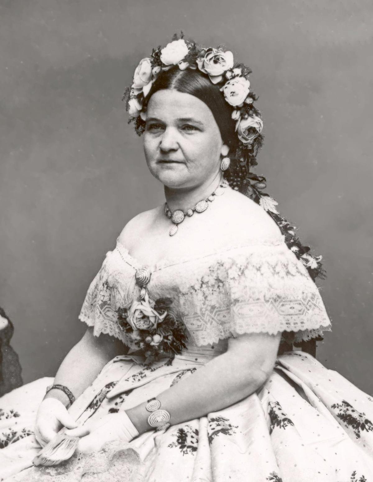 Mary Todd Lincoln, 1861, in a portrait photo by Matthew Brady. (Public Domain)